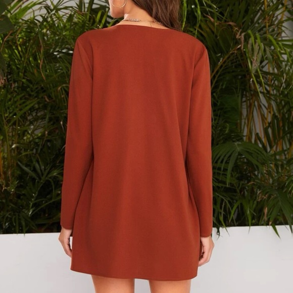 Mid length coat pockets business minimalist BLACK oversized blazer - Picture 12 of 12